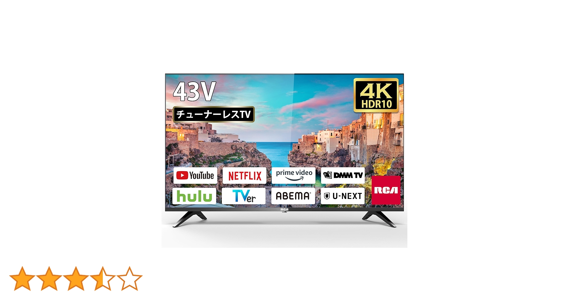 ◎ RCA 4K RCA-43N1 液晶テレビ　43V型　2022年製 Amazon | RCA 4K チューナーレステレビ 43V型 地上波が映らない 大画面